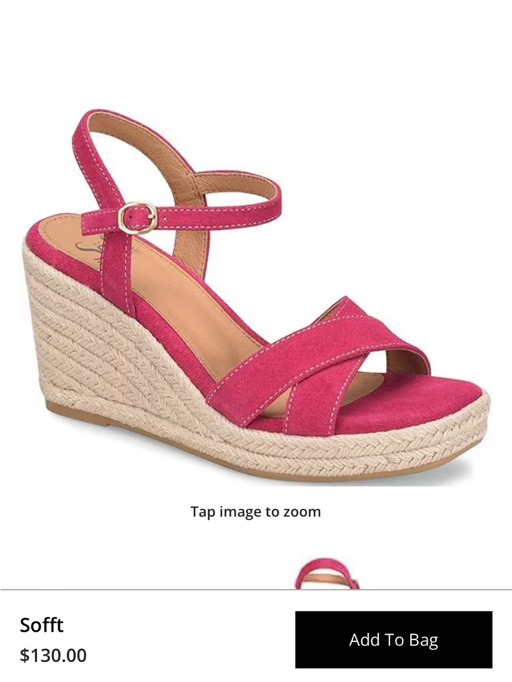 Sofft Hot Pink Suede Espadrille Wedge Sandals